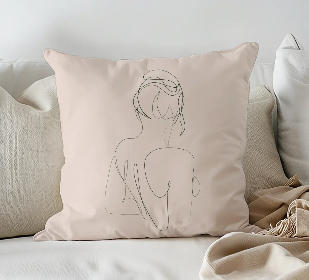 Linger - One line art - A2504 pastello cuscino da Addillum