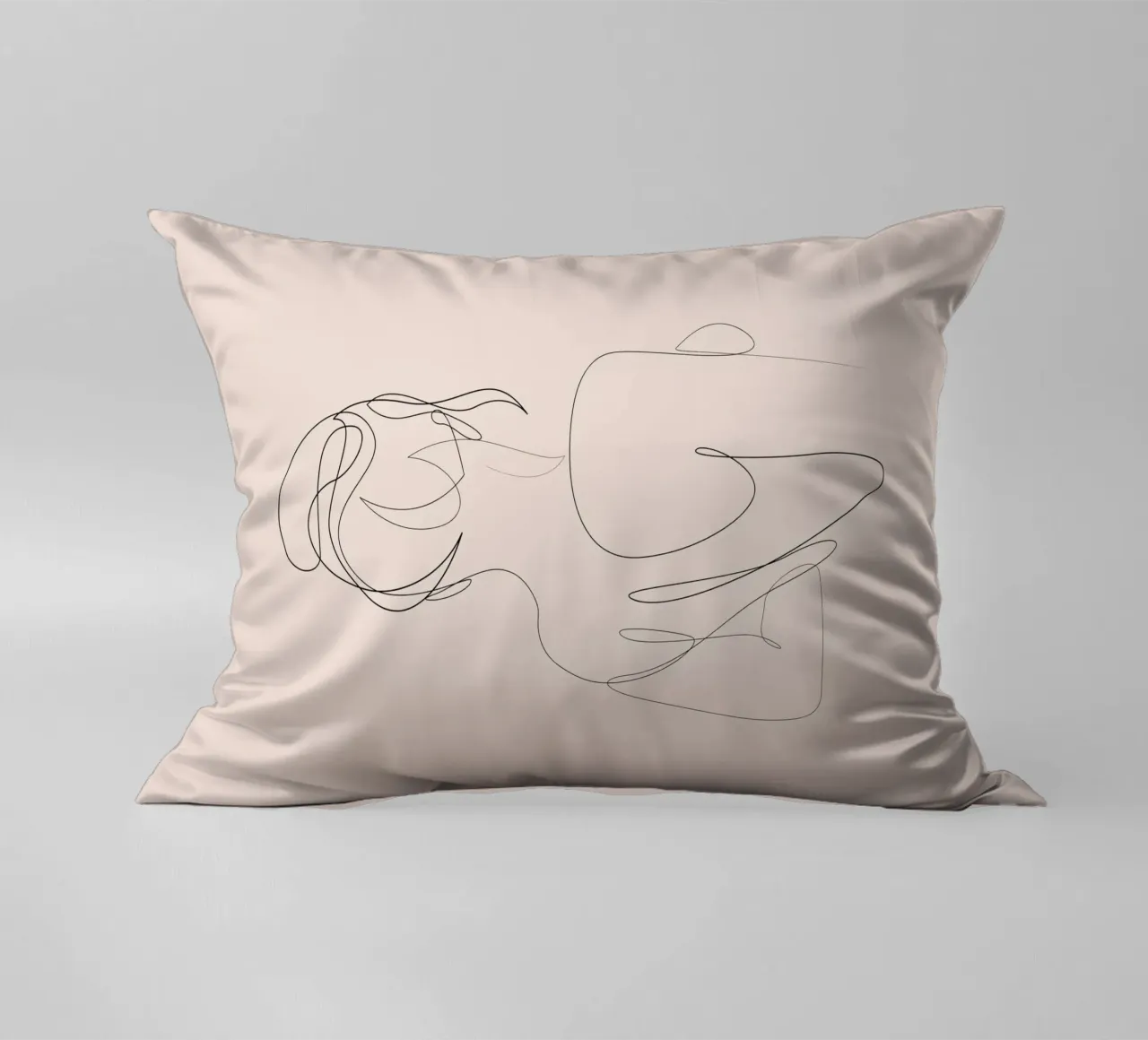 Linger - One line art - A2504 pastello cuscino da Addillum