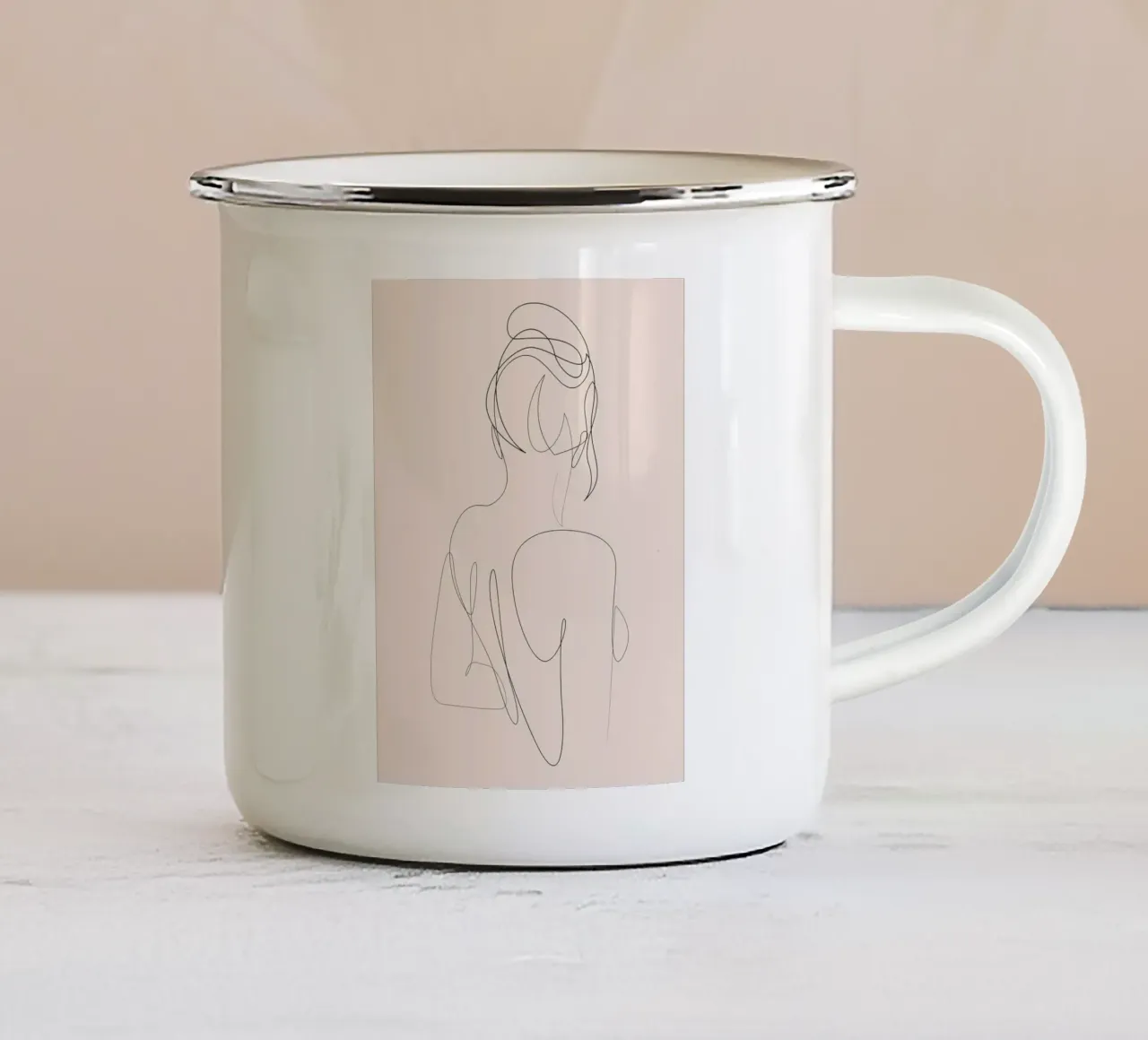 Linger - One line art - A2504 pastello tazza in smalto da Addillum