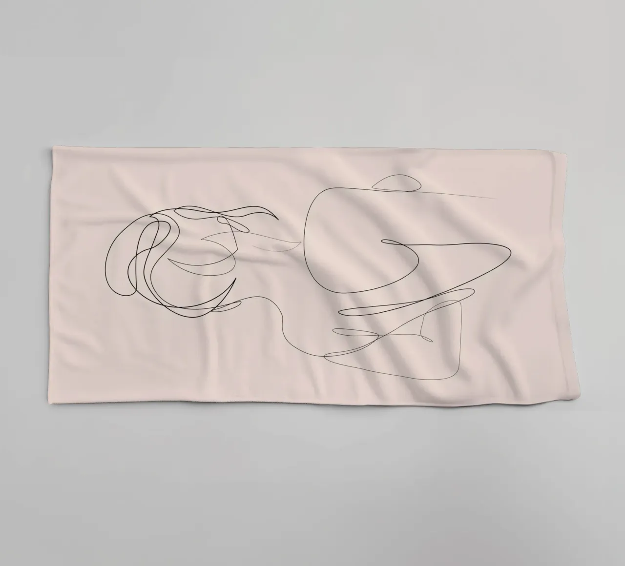 Linger - One line art - A2504 pastello asciugamano da bagno da Addillum