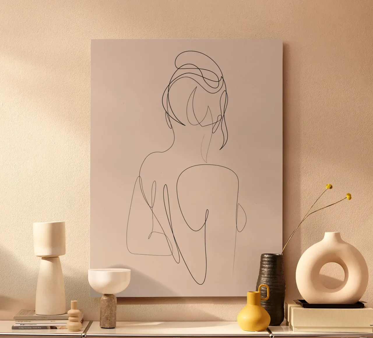 Linger - One line art - A2504 pastello alluminio dibond da Addillum