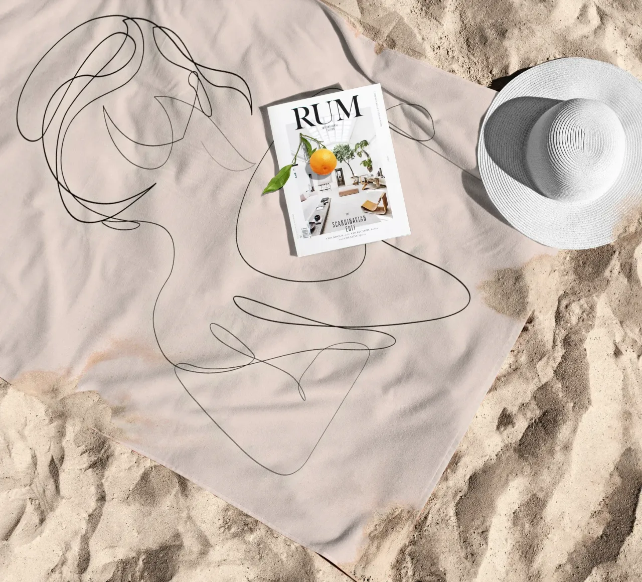 Linger - One line art - A2504 pastello telo mare da Addillum