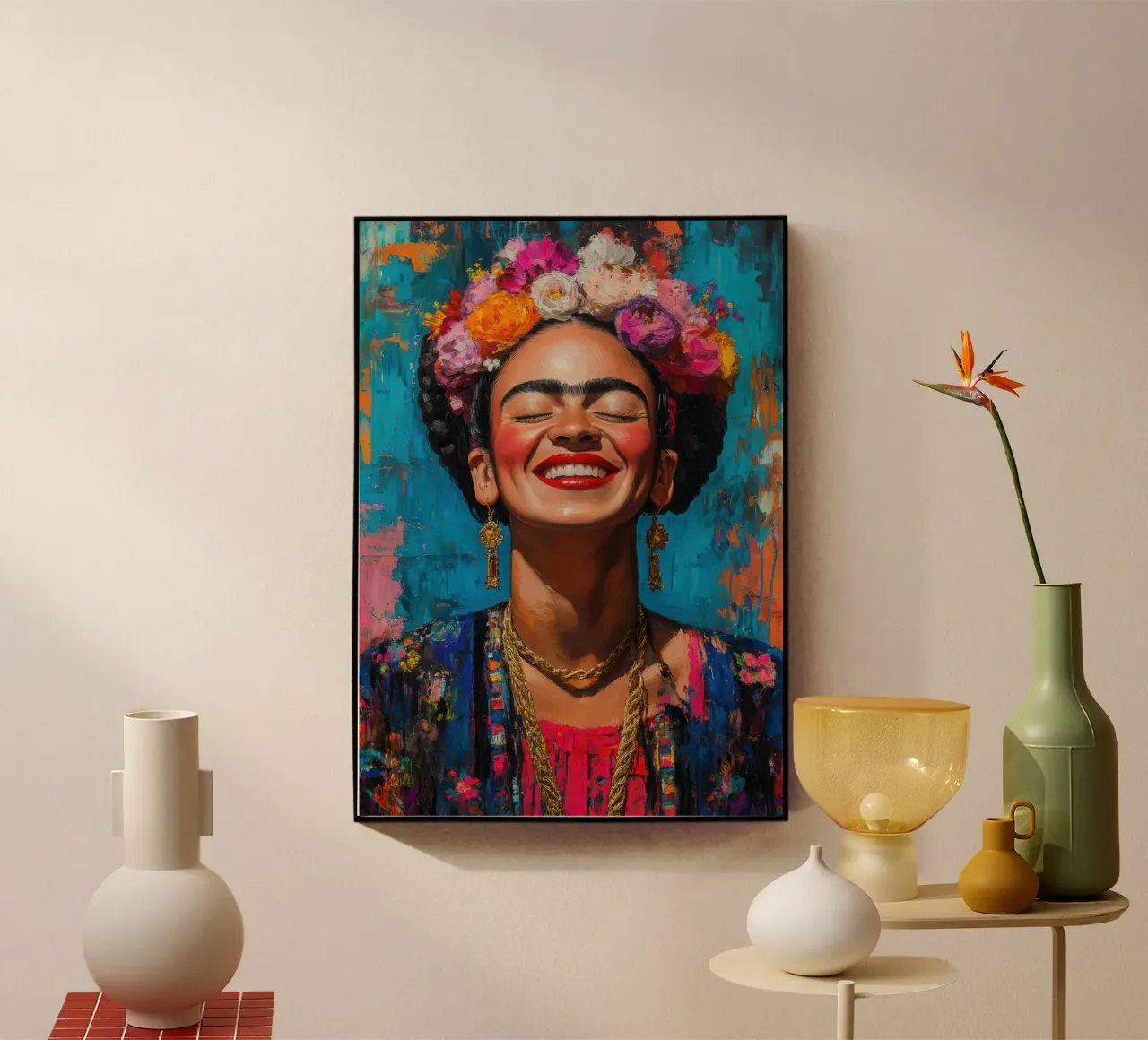 Frida Kahlo: dove i colori cantano e i cuori battono più forte plexiglass da Fantasias Florales