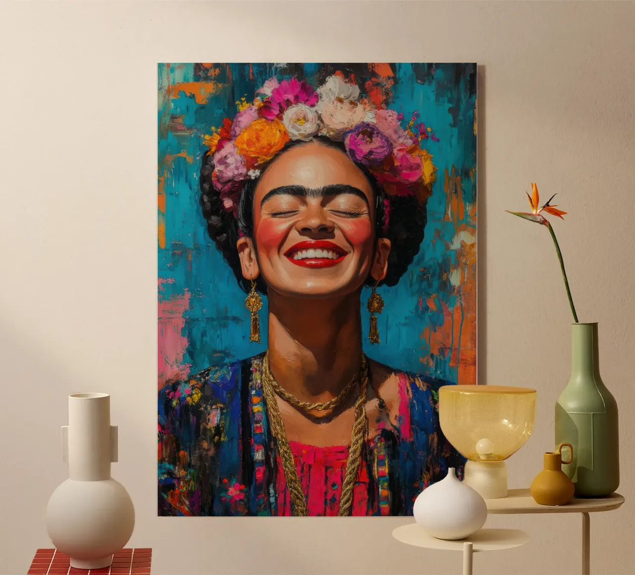 Frida Kahlo: dove i colori cantano e i cuori battono più forte plexiglass da Fantasias Florales
