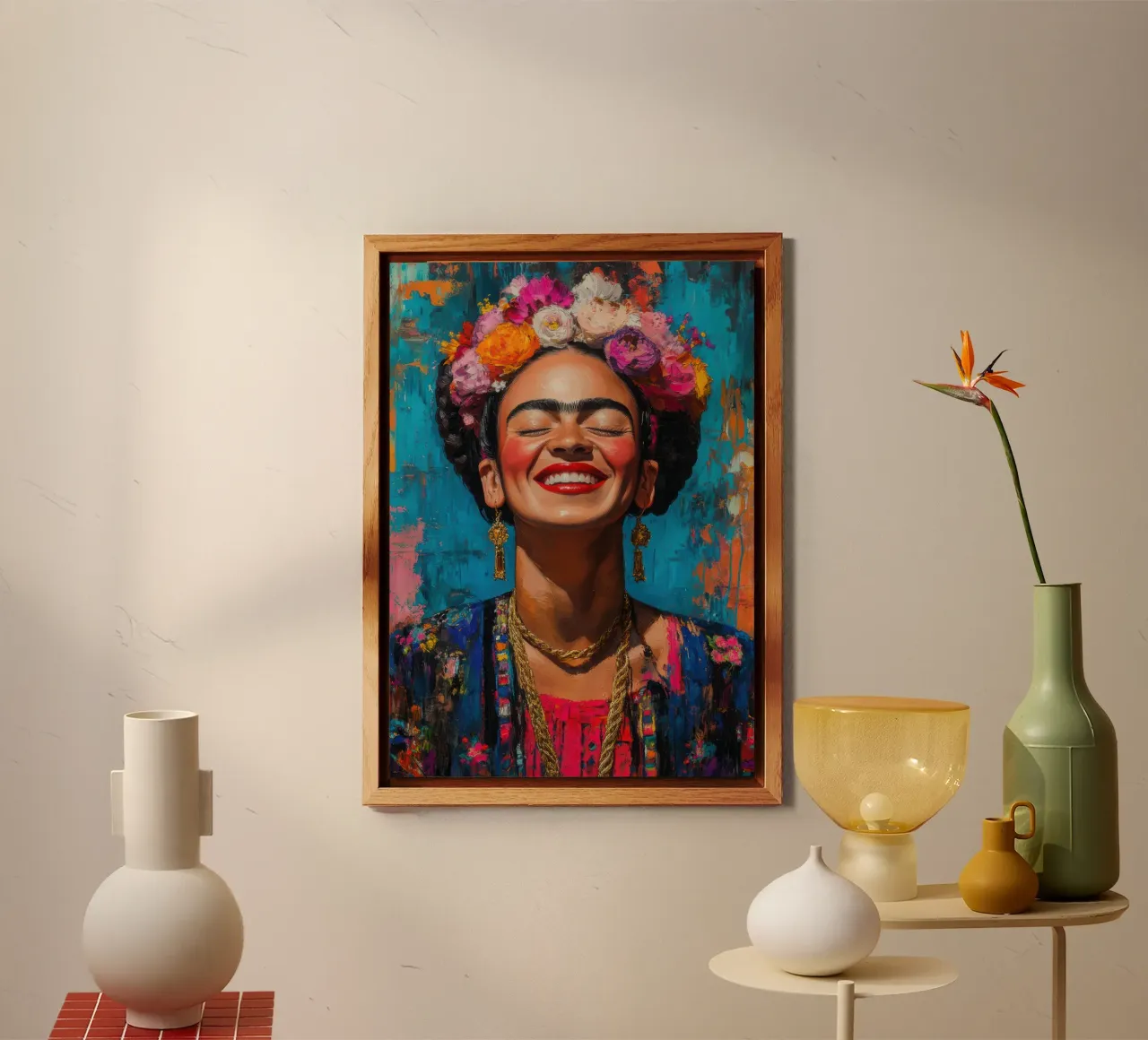 Frida Kahlo: dove i colori cantano e i cuori battono più forte alluminio dibond da Fantasias Florales