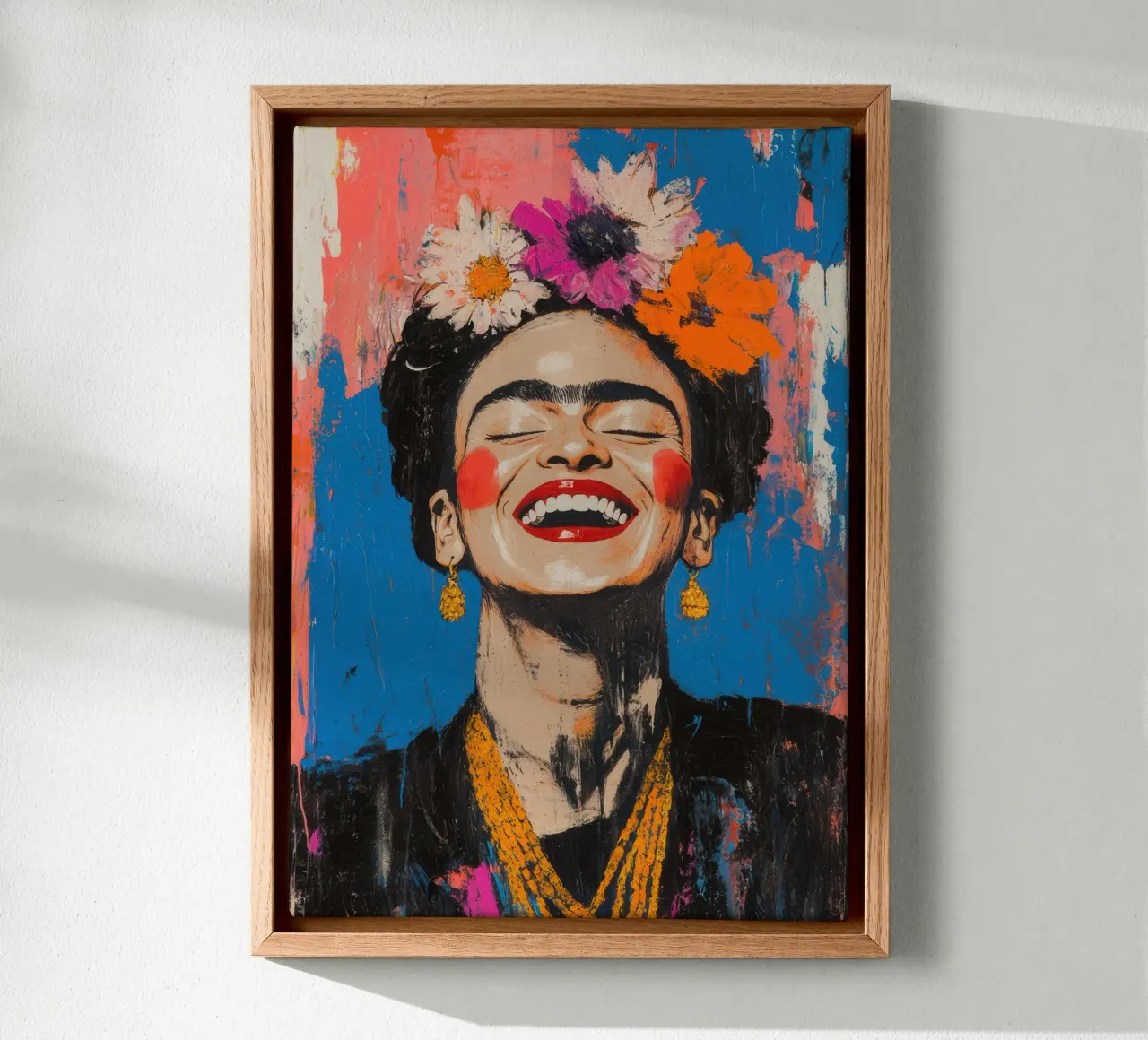 Frida Kahlo: The magic of self-acceptance that liberates canvas with Floater frame by Fantasias Florales