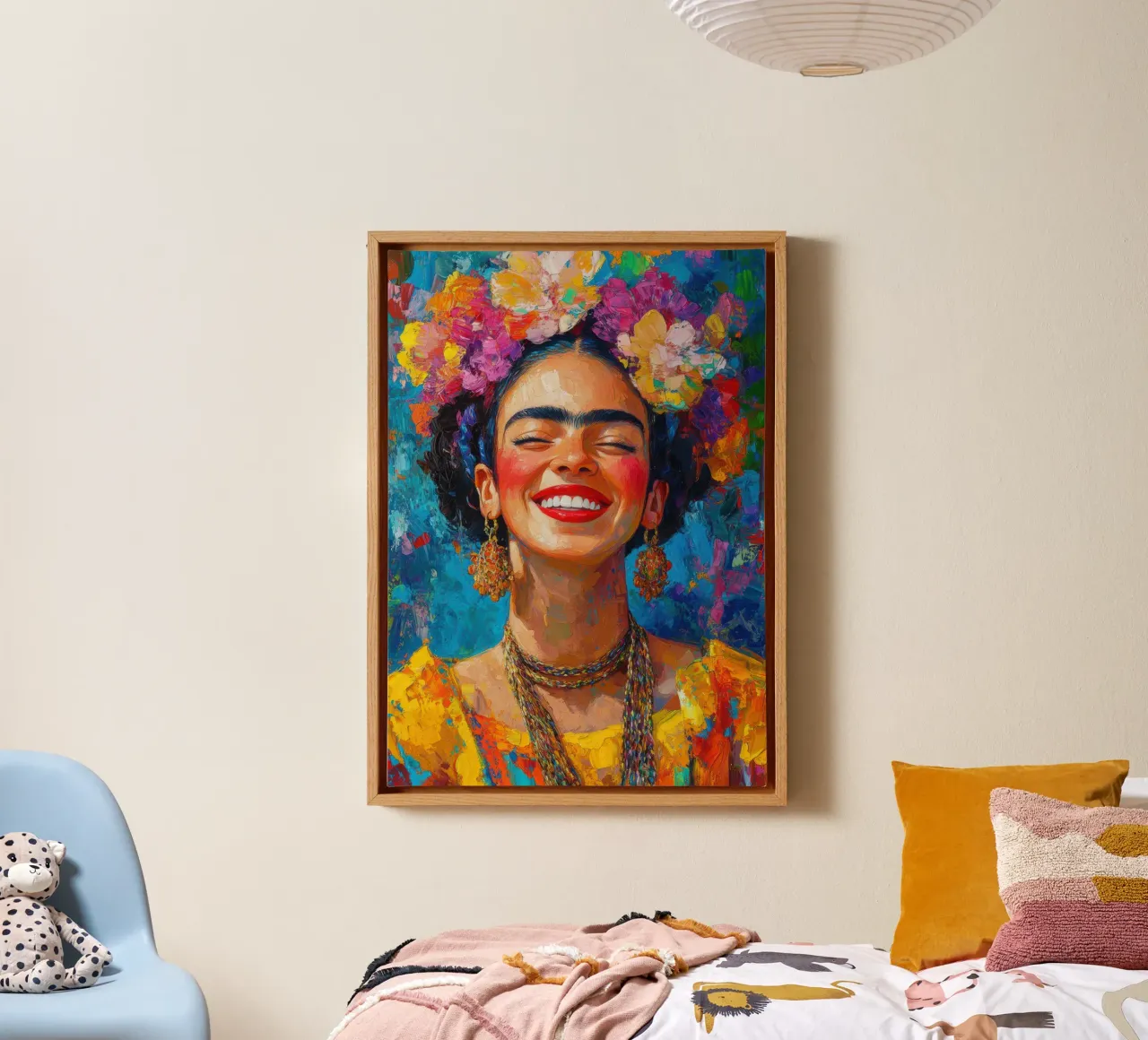 Frida Kahlo: un riflesso della forza interiore tela con Cornice a cassetta da Fantasias Florales