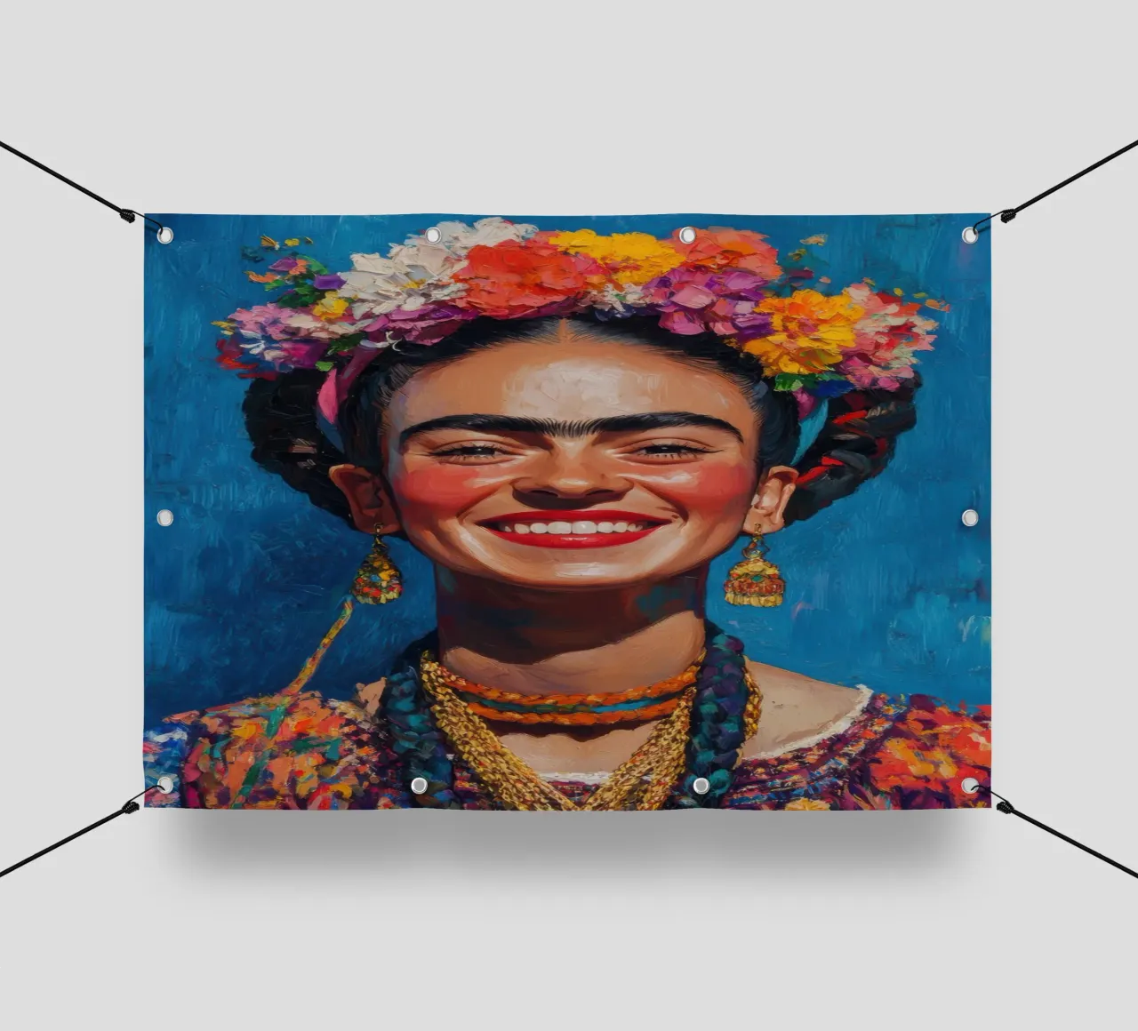 Frida Kahlo: l'anima in fiore telo in pvc da Fantasias Florales