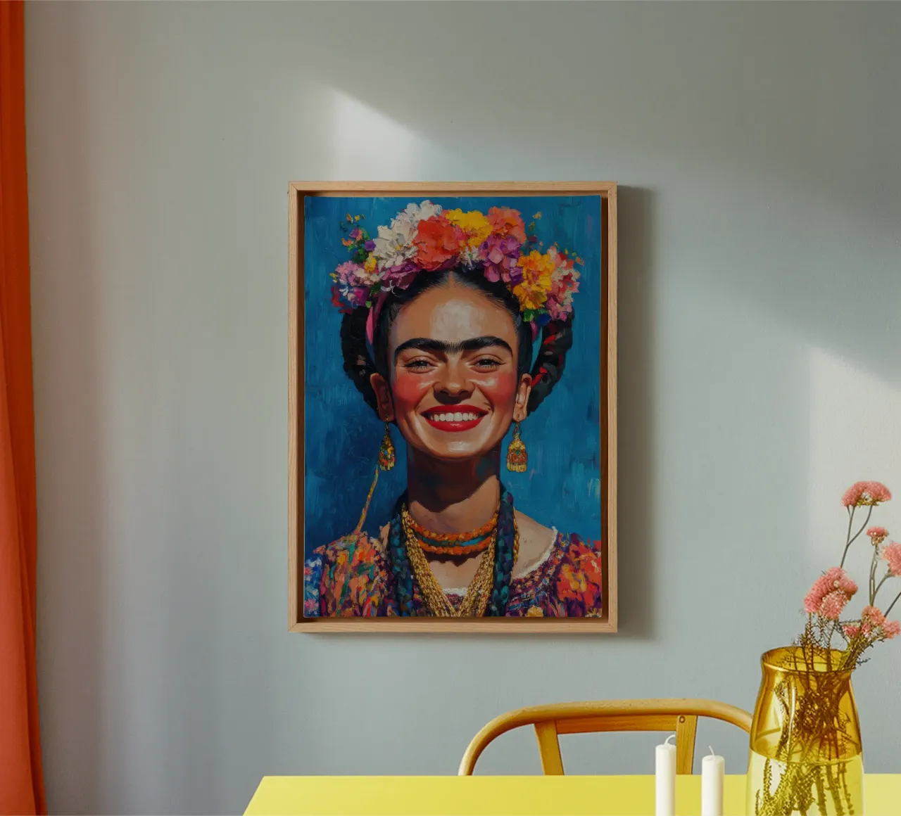 Frida Kahlo: l'anima in fiore tela con Cornice a cassetta da Fantasias Florales