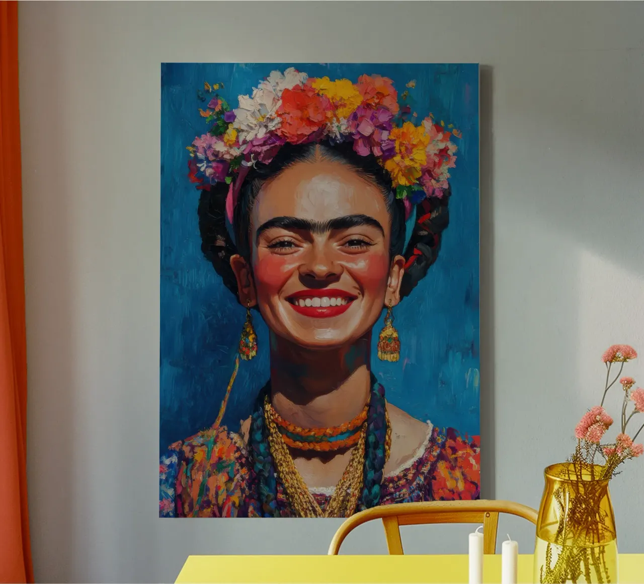 Frida Kahlo: l'anima in fiore tela con Cornice a cassetta da Fantasias Florales