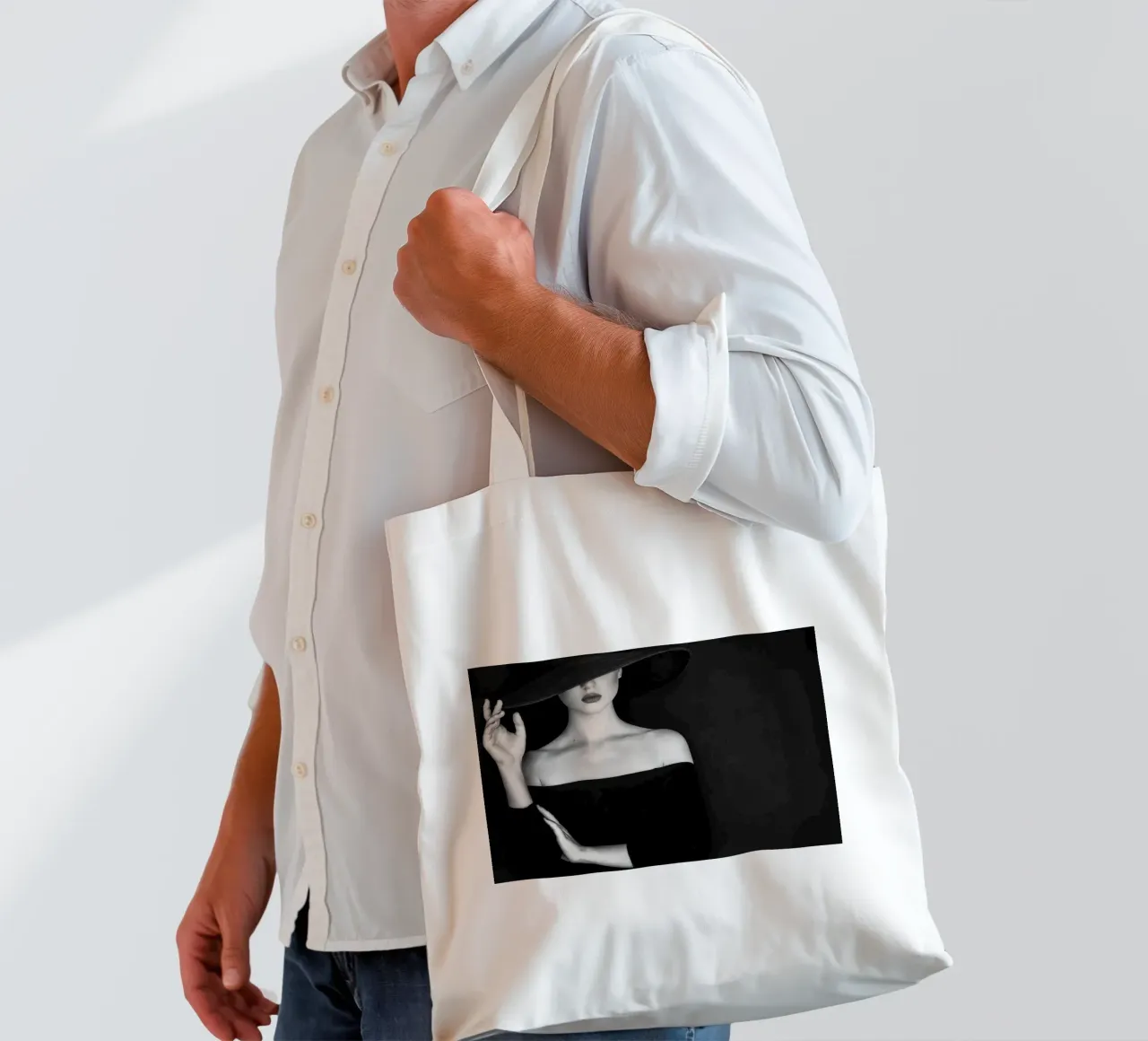 Beautiful Woman Wearing a Hat tote bag by Lorraine Mooore