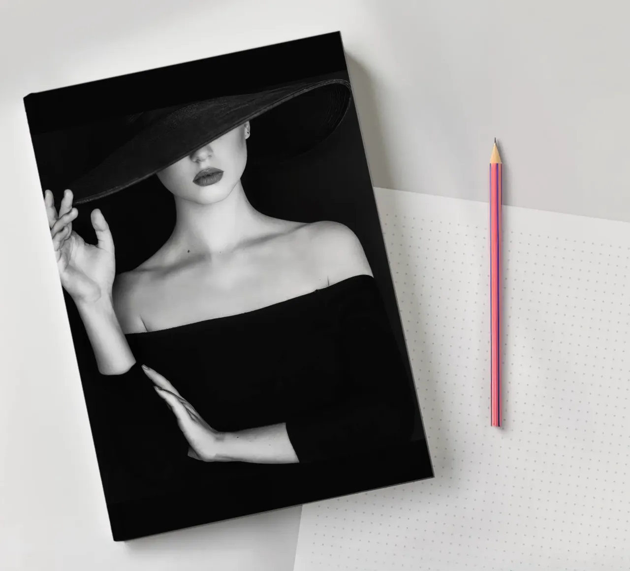 Beautiful Woman Wearing a Hat notebook by Lorraine Mooore