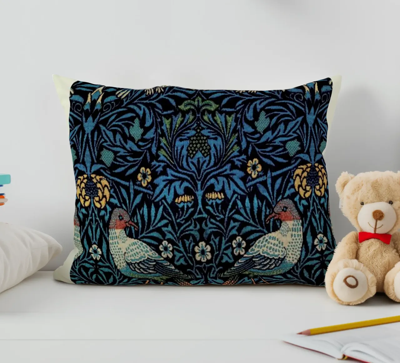 William Morris - Birds Exhibition decorative cushion by Vintage by JUNIQE