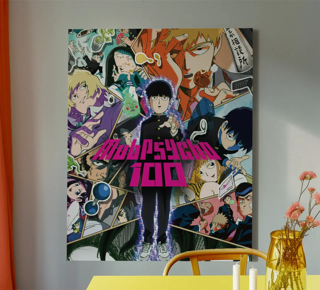 mob psycho 100 tela con Cornice a cassetta da Green