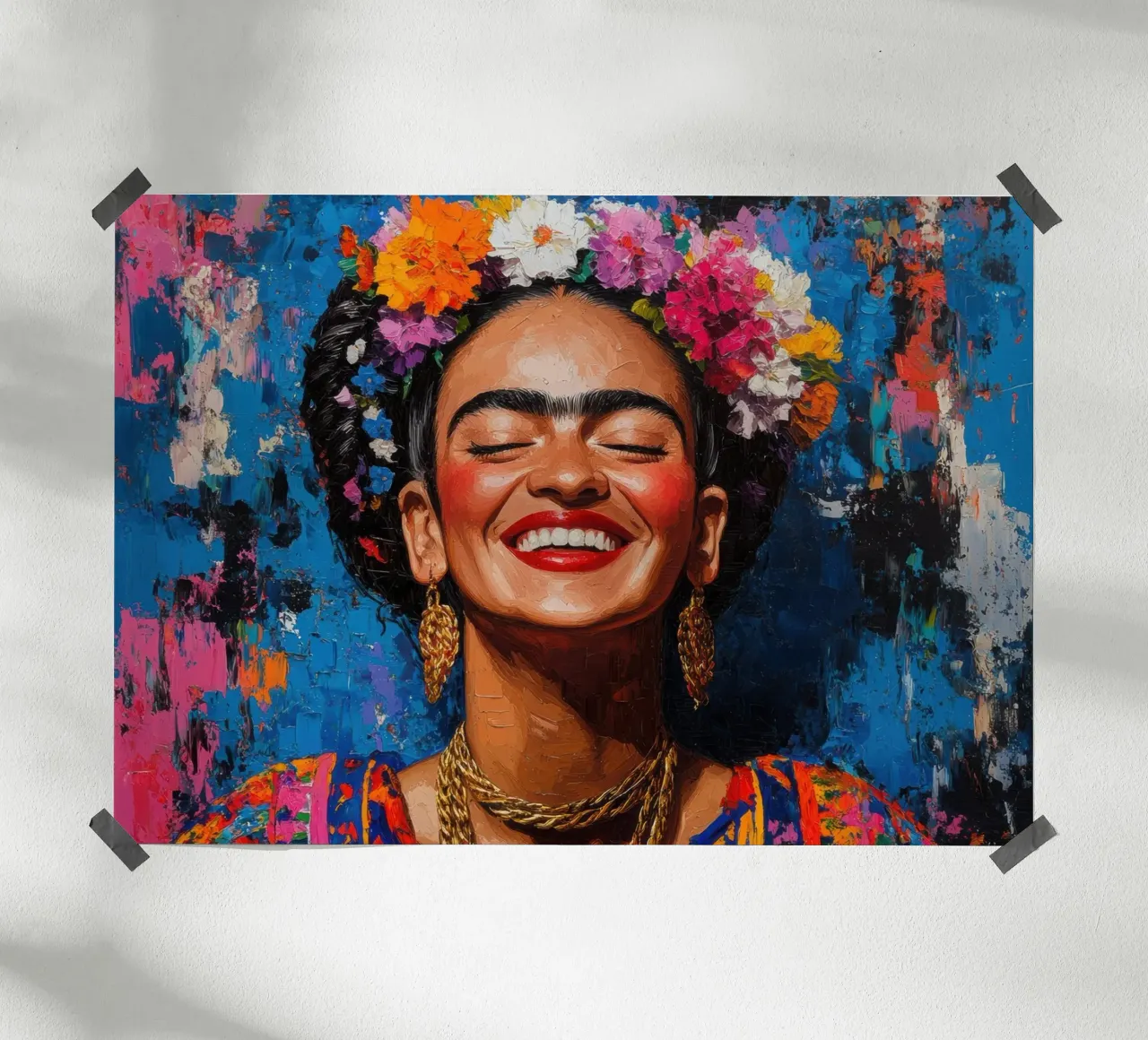 Frida Kahlo: pure levensvreugde poster met kunststof frame van Fantasias Florales