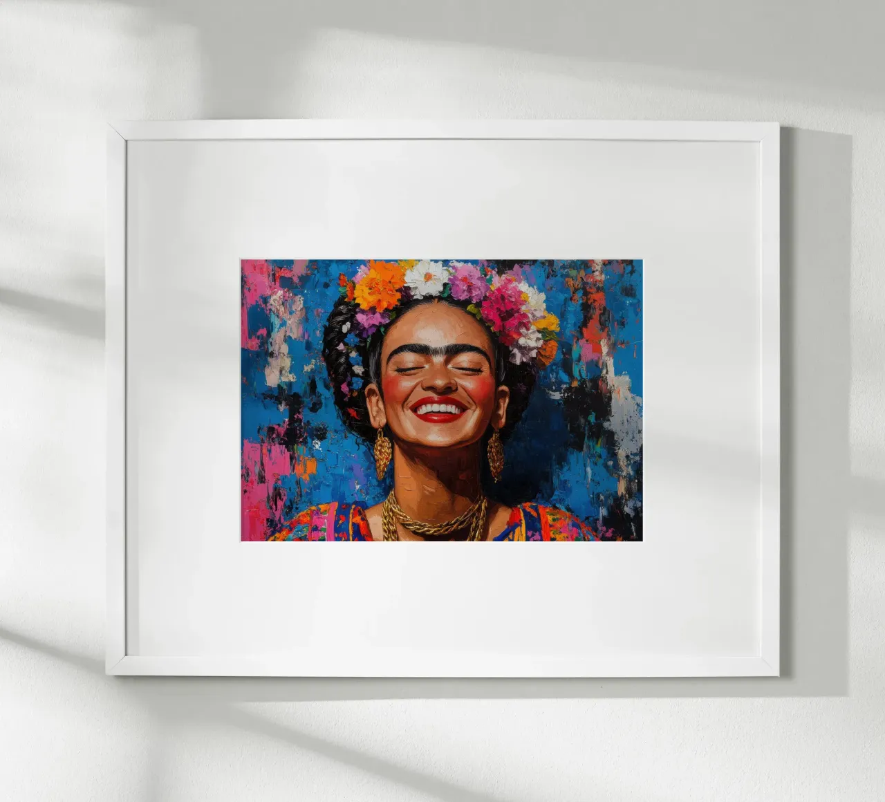 Frida Kahlo: pure levensvreugde poster met kunststof frame van Fantasias Florales