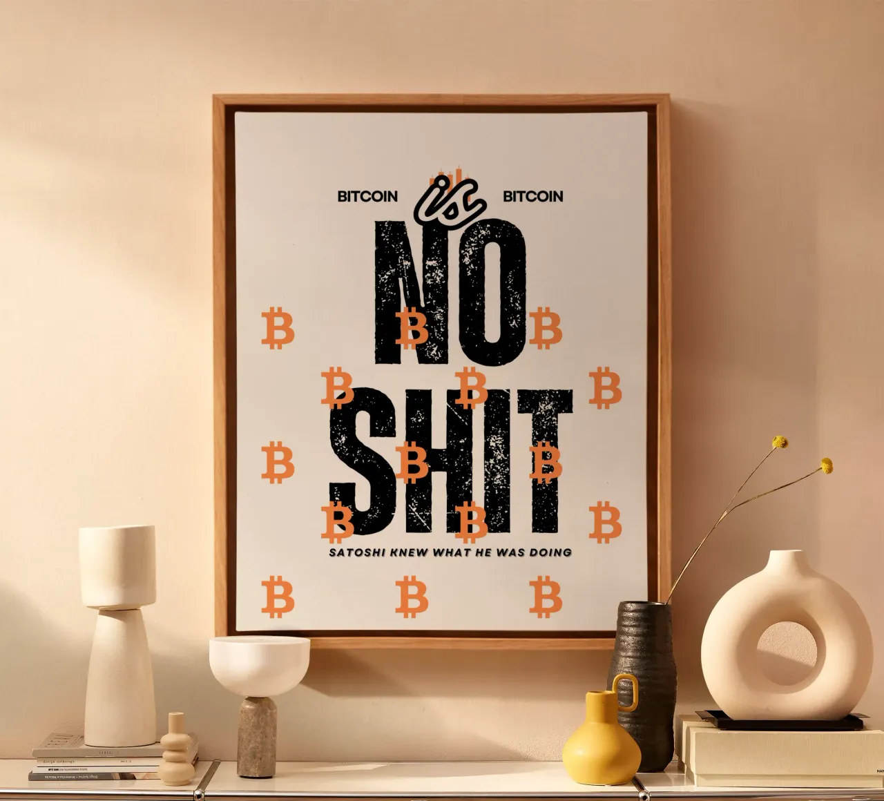 BTC_is_no_SH'T tela con Cornice a cassetta da Crypto_Jungle
