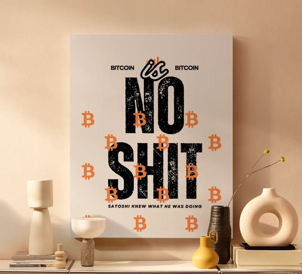 BTC_is_no_SH'T tela con Cornice a cassetta da Crypto_Jungle