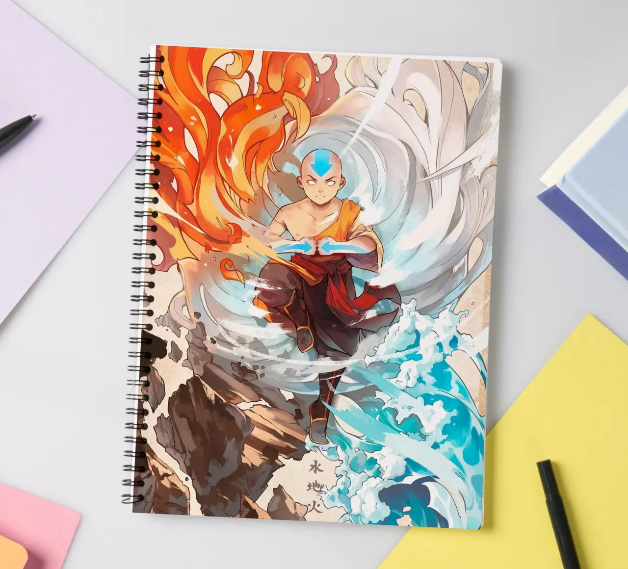 four eleman avatar spiral notebook by Green