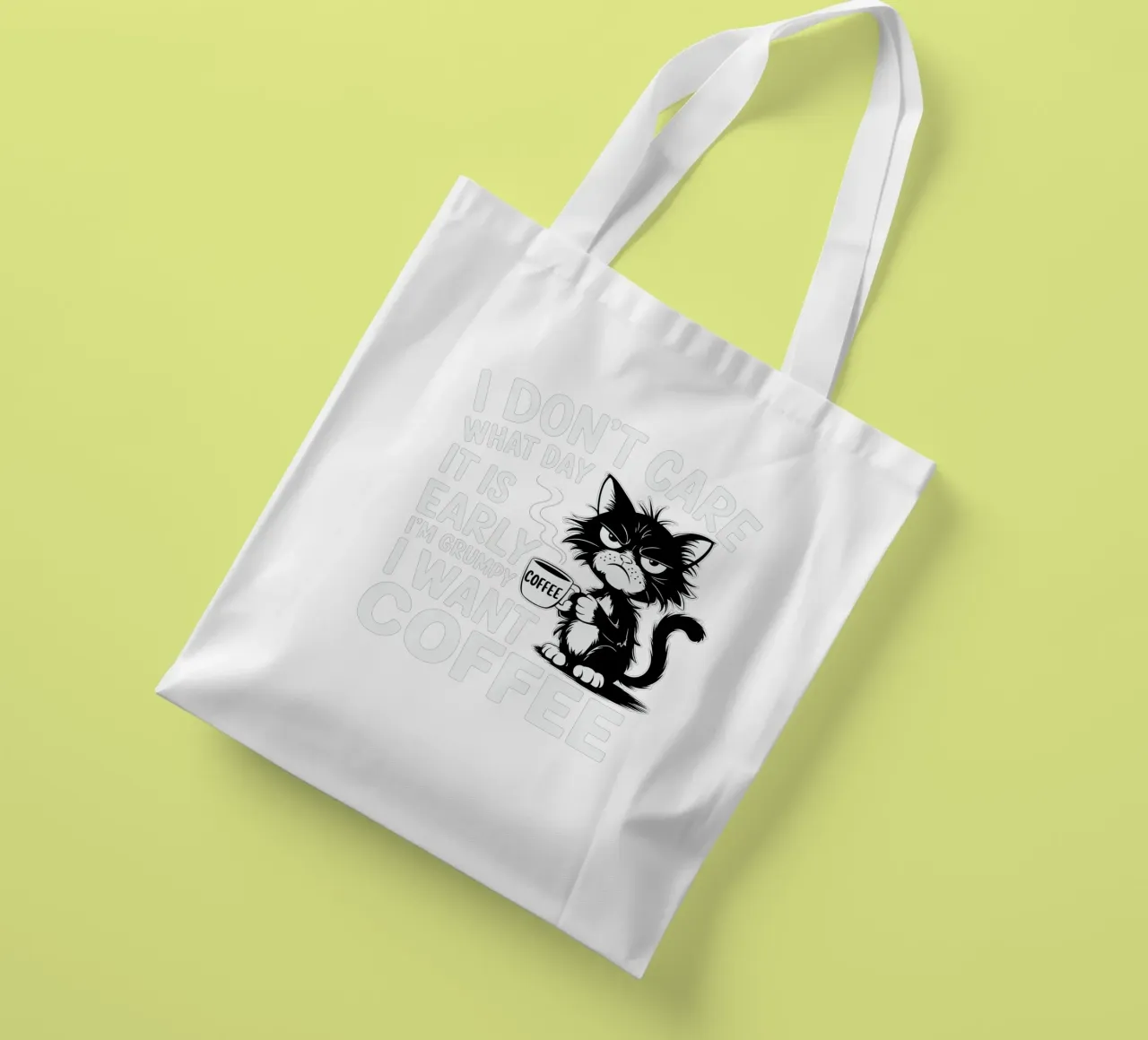I don't care what day it is early i'm grumpy i want coffee borsa in juta da edsonramosart