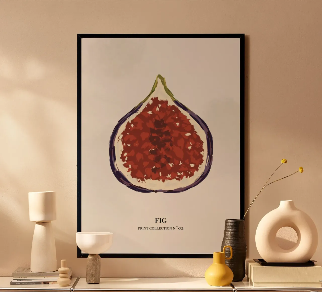 Illustrazione botanica fico poster con telaio in alluminio da Sixmai