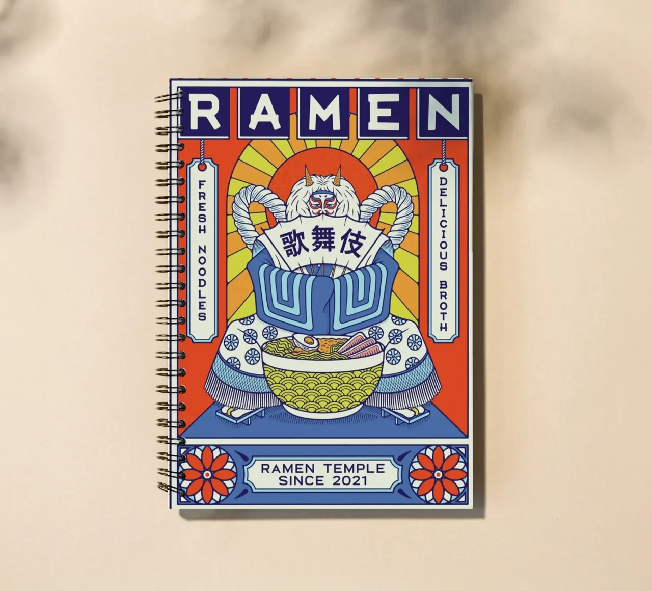 Ramen Temple Broth spiral notebook by daylight design studio