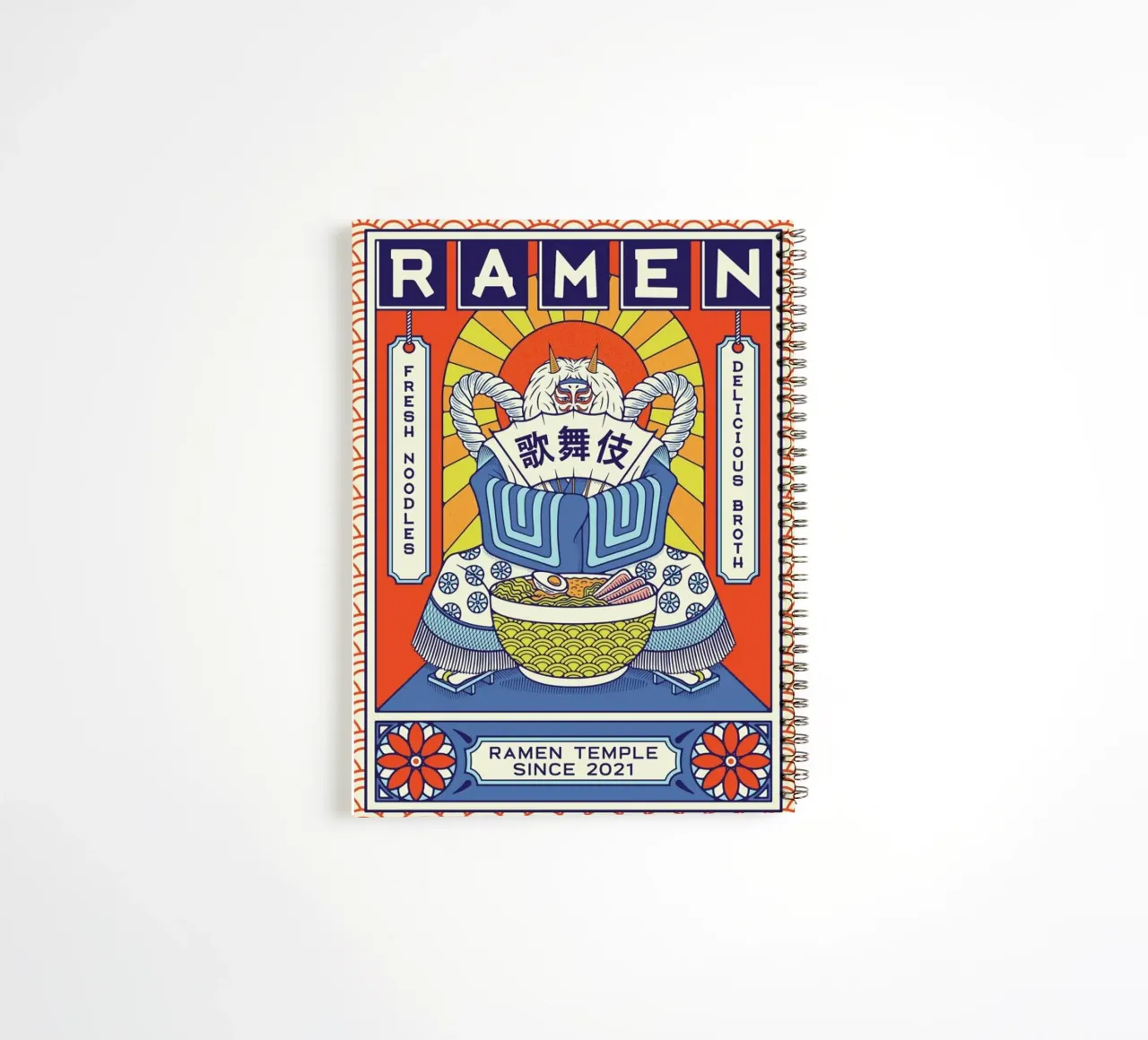 Ramen Temple Broth spiral notebook by daylight design studio