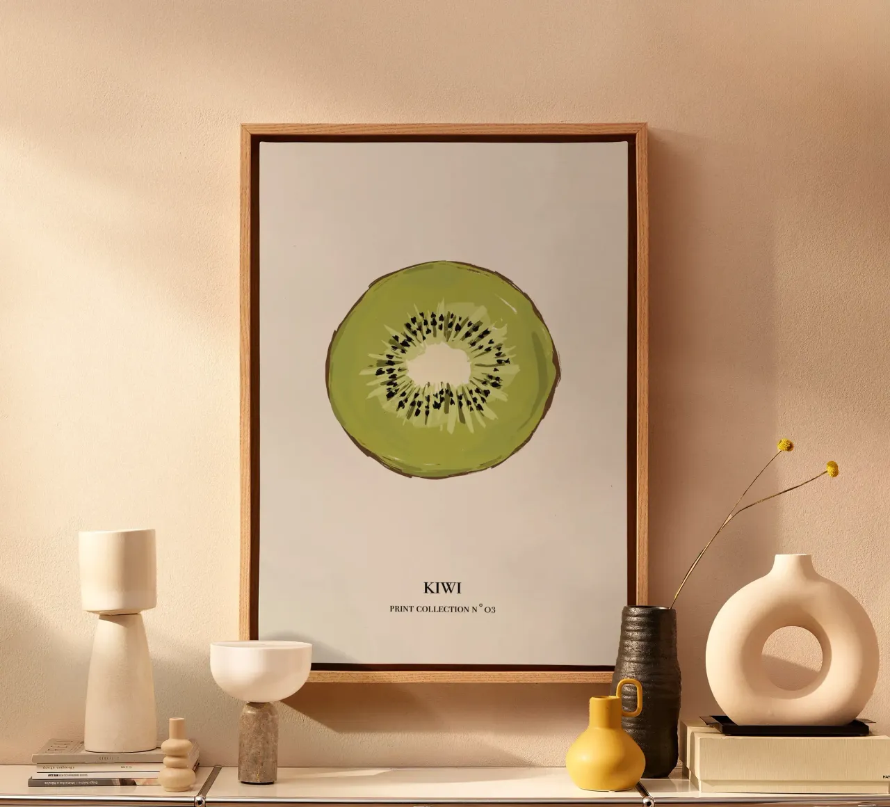 Illustrazione kiwi tela con Cornice a cassetta da Sixmai