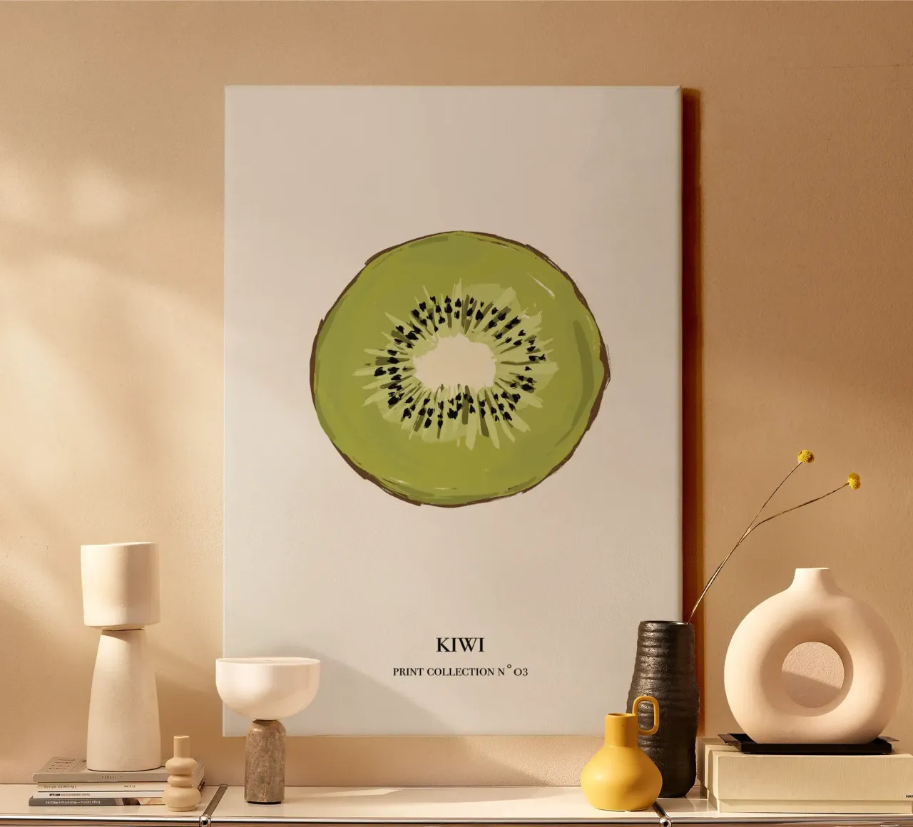 Illustrazione kiwi tela con Cornice a cassetta da Sixmai