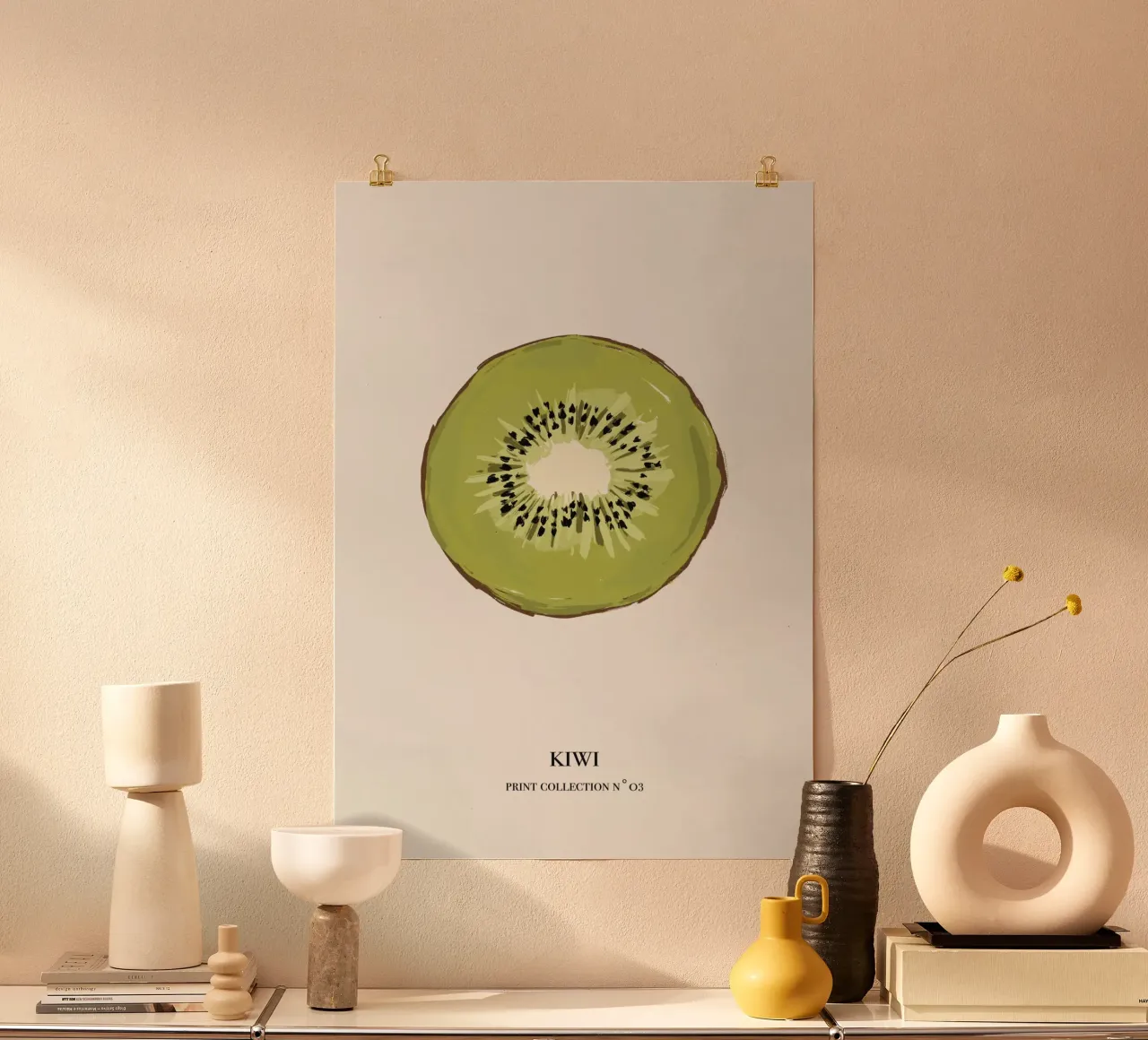 Illustrazione kiwi poster con telaio in alluminio da Sixmai