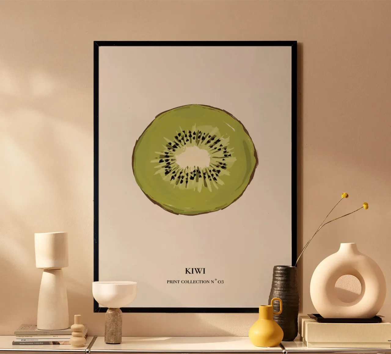 Illustrazione kiwi poster con telaio in alluminio da Sixmai