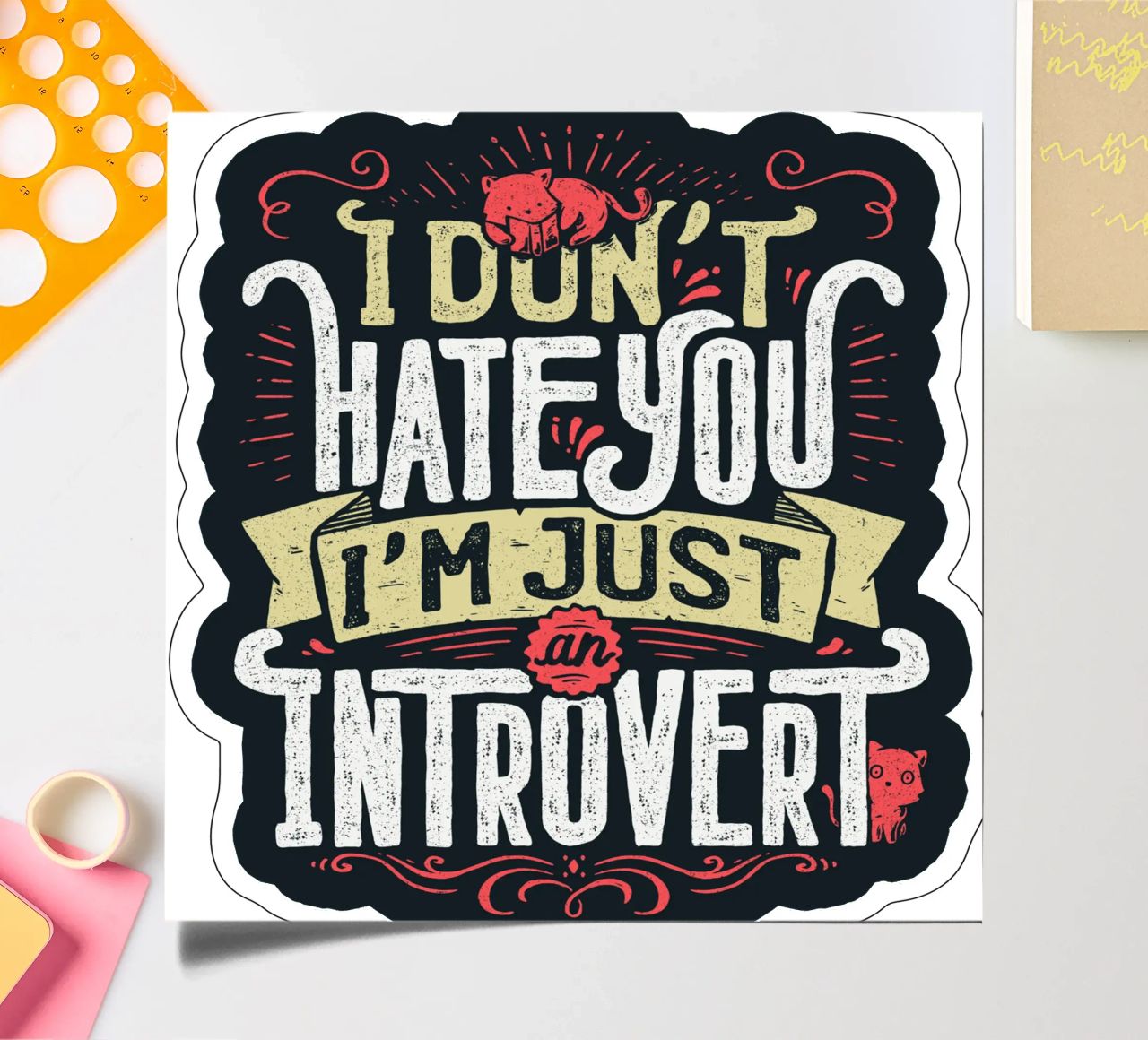 Ich hasse dich nicht, ich bin nur ein introvertierter Mensch. Stickerbogen von Tobe Fonseca