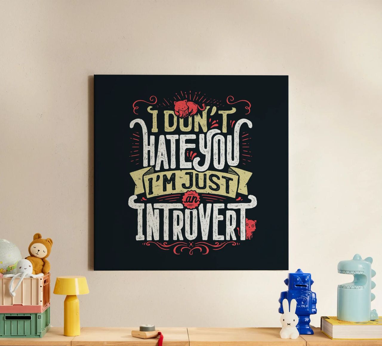 Ich hasse dich nicht, ich bin nur ein introvertierter Mensch. Leinwand von Tobe Fonseca