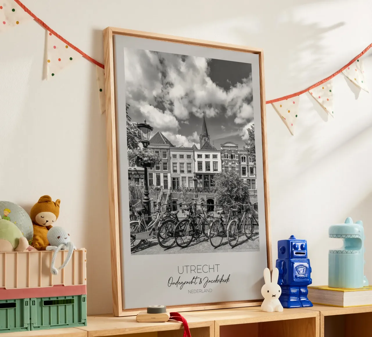 In focus: UTRECHT Oudegracht with Jacobikerk canvas with Floater frame by Melanie Viola