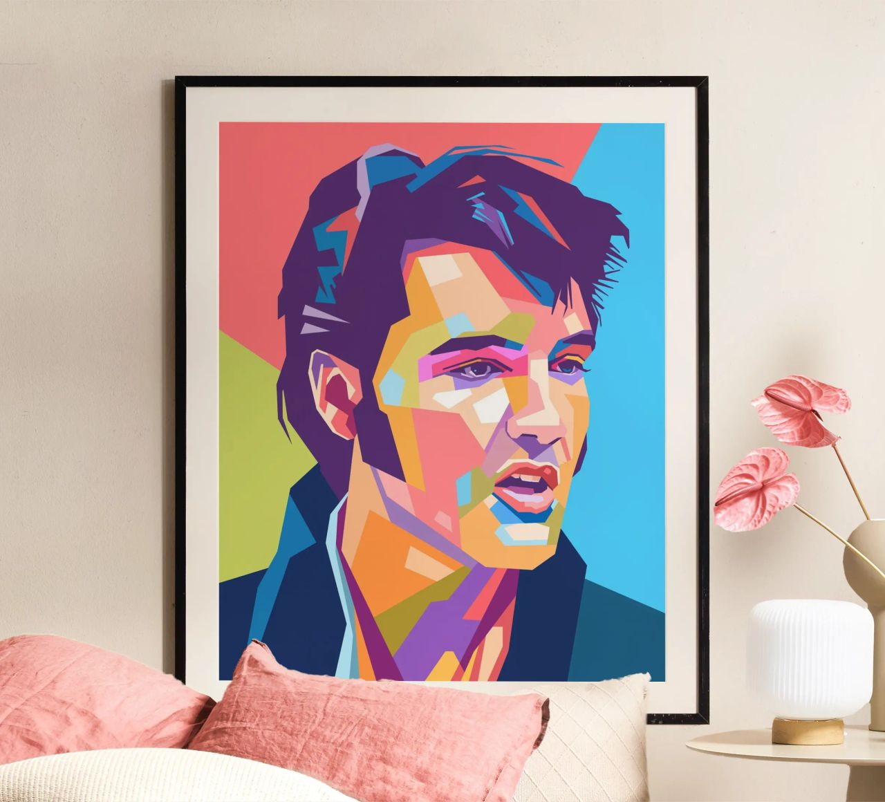 Elvis Presley pop art portrait poster by Hantamrata