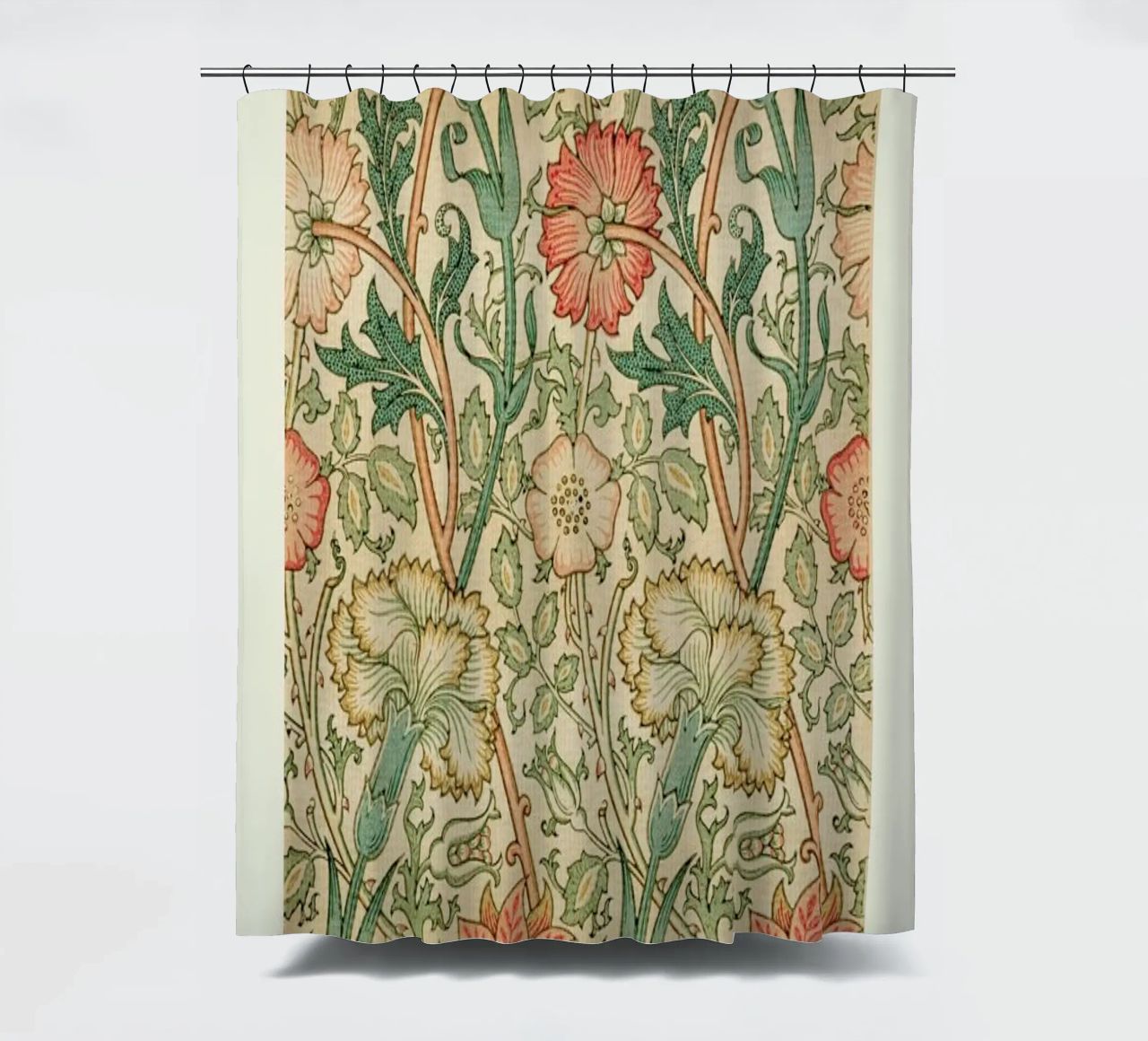 William Morris - Pink And Rose Exhibition rideau de douche de Vintage by JUNIQE