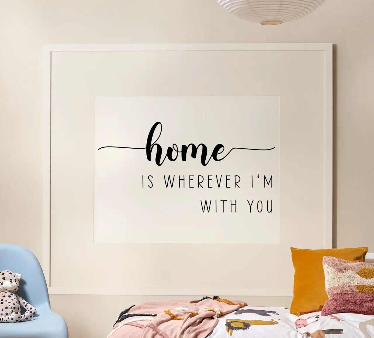 Casa è ovunque io sia con te poster con telaio in legno da Shark Printables