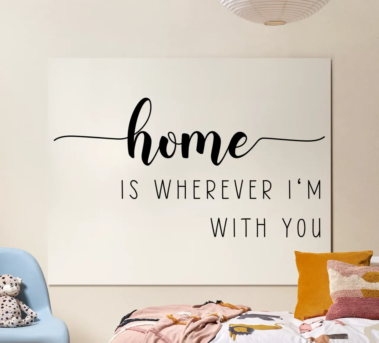 Casa è ovunque io sia con te poster con telaio in legno da Shark Printables