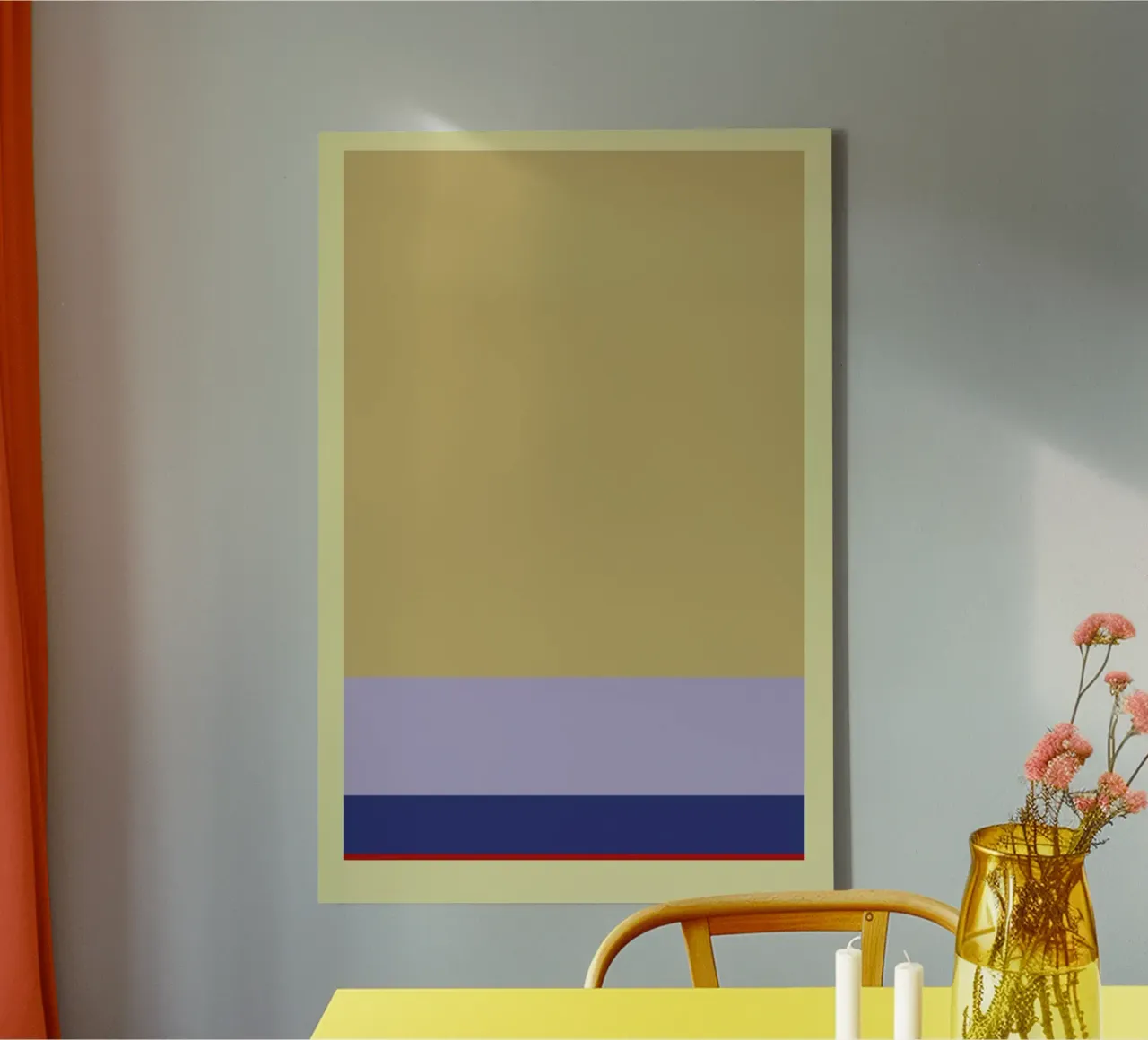 Stripe Yellow 1 tela con Cornice a cassetta da 170QM