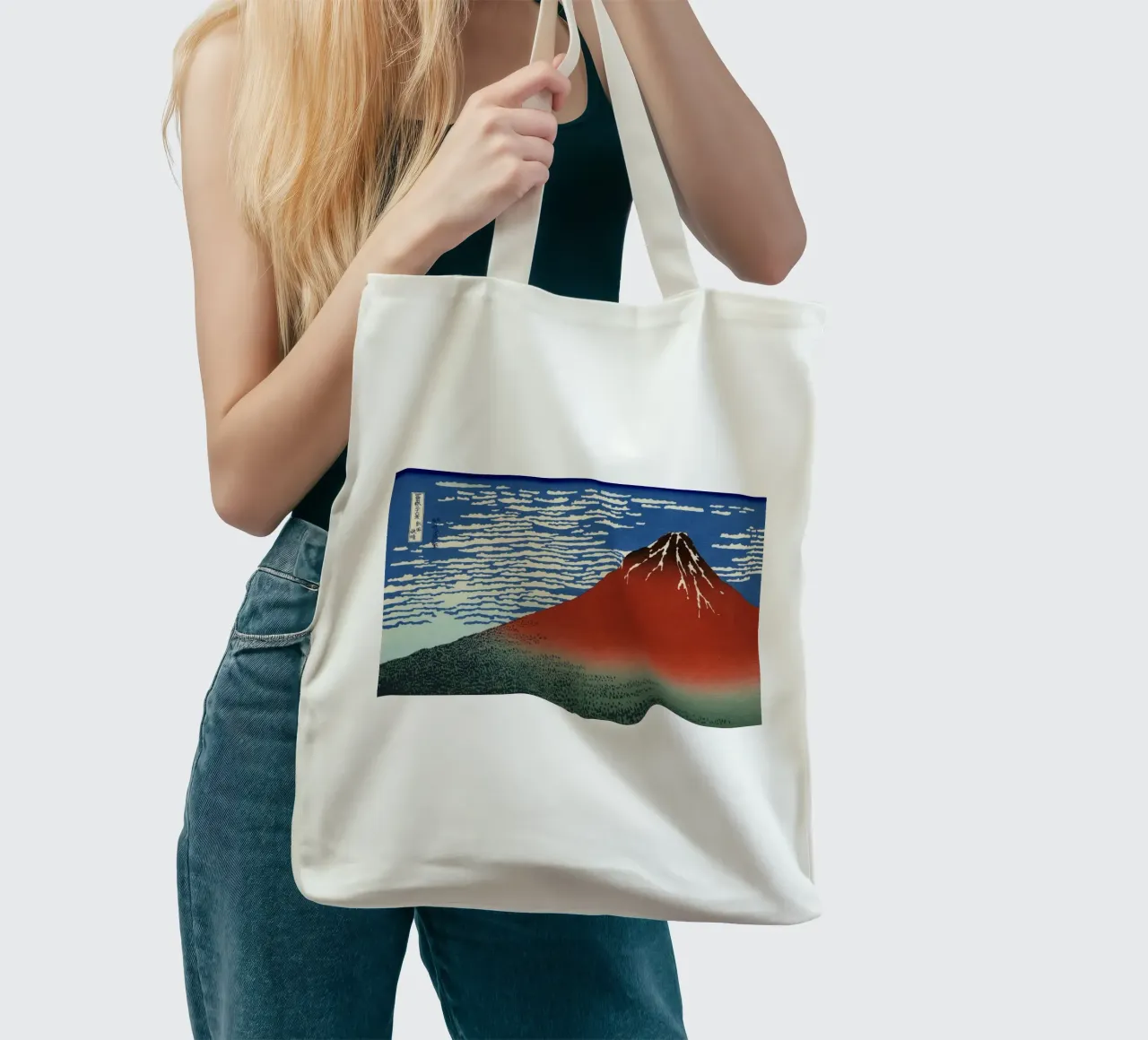 Fuji rosso borsa in juta da khanrosie