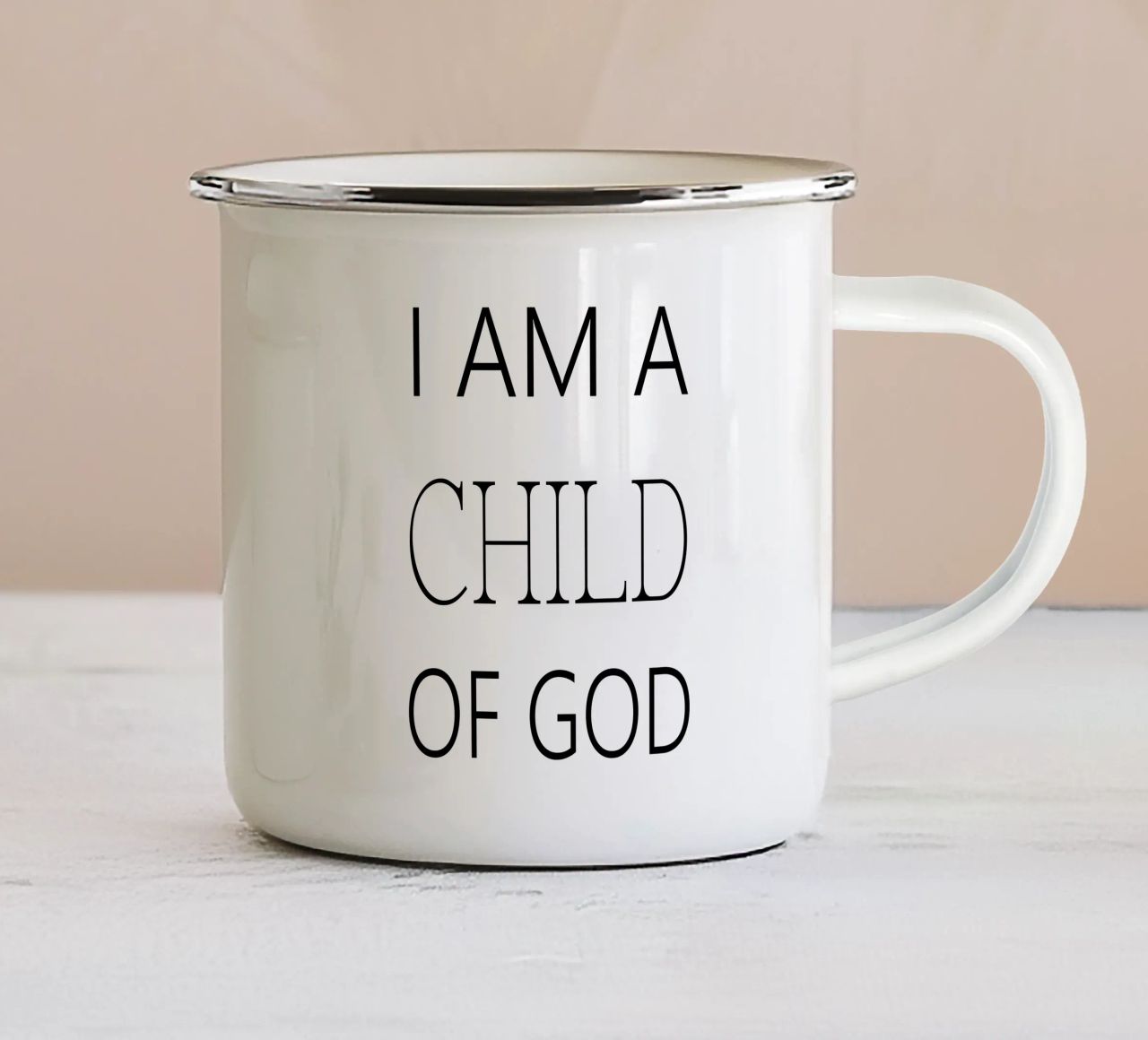 Sono un figlio di Dio tazza in smalto da Shark Printables