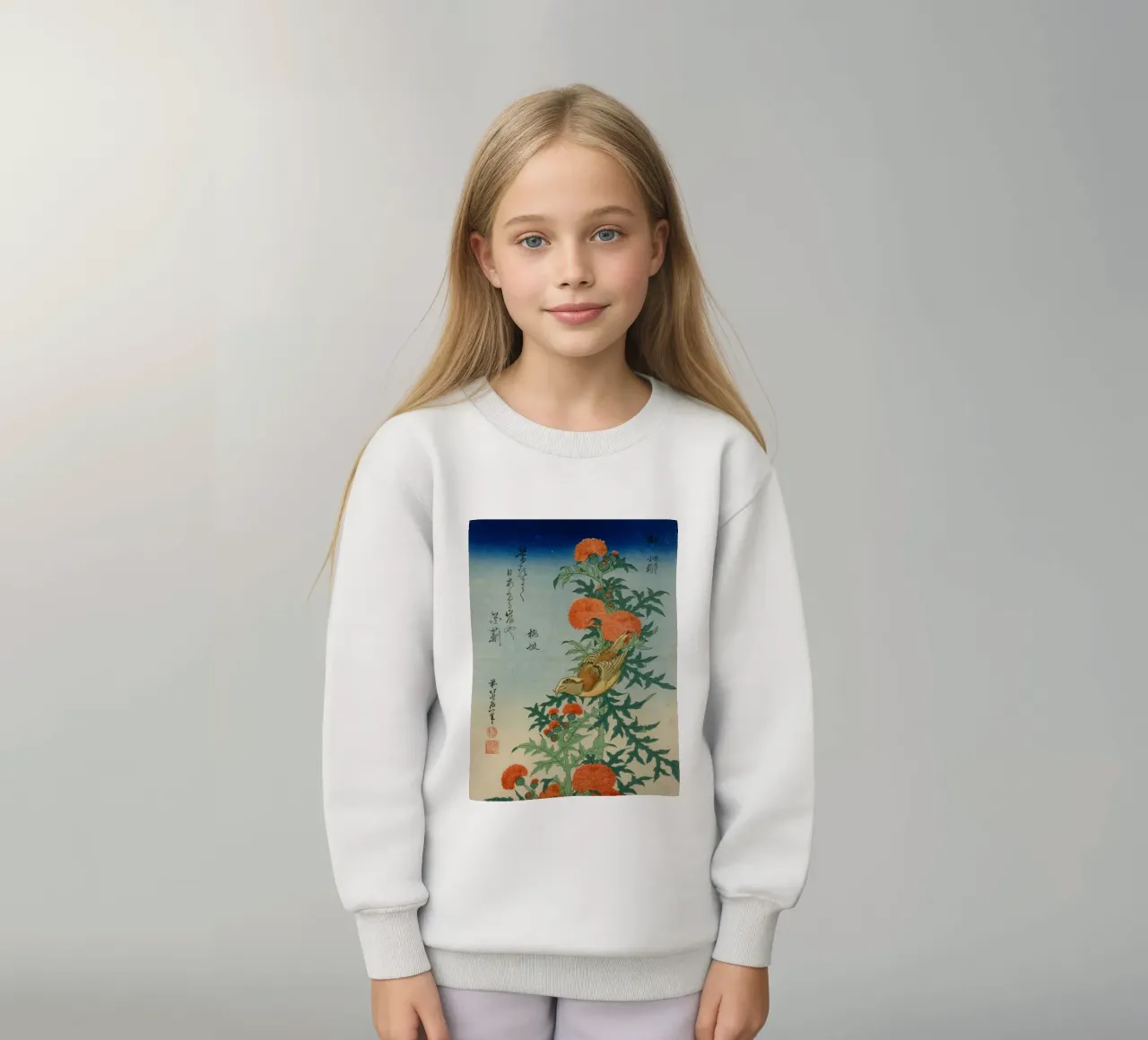 hokusai crocetta e cardo felpa bambino da khanrosie