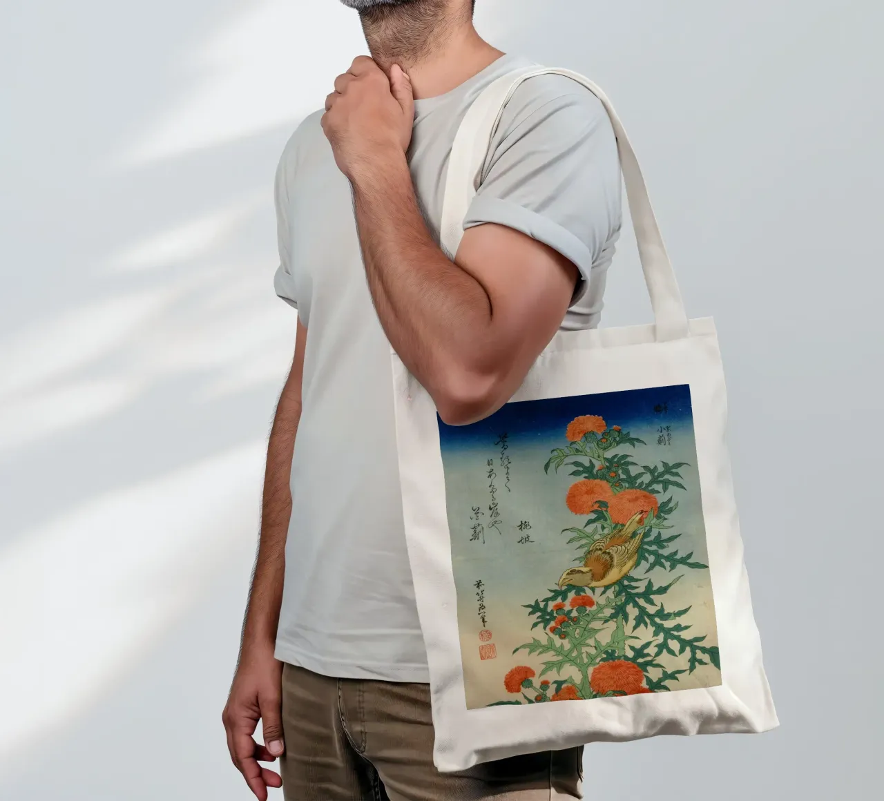 hokusai crocetta e cardo borsa in juta da khanrosie