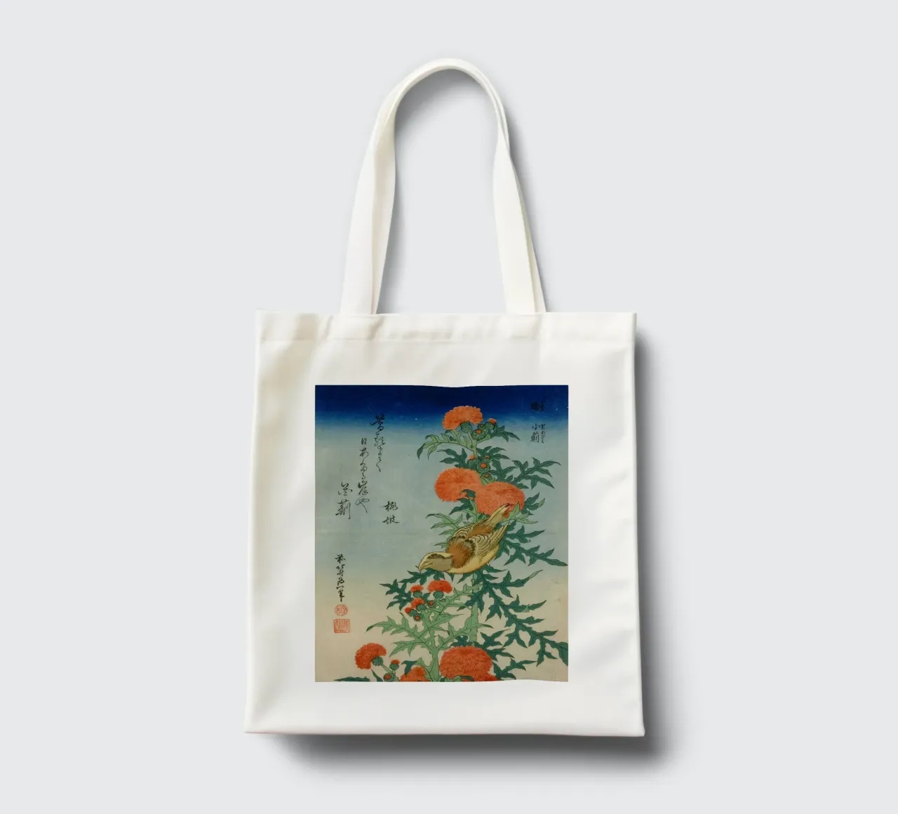 hokusai crocetta e cardo borsa in juta da khanrosie