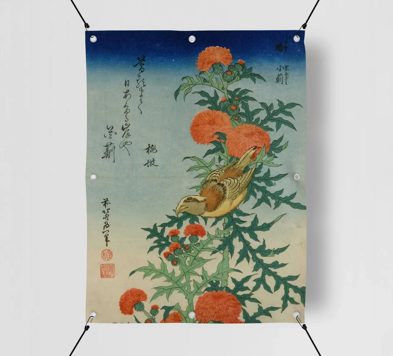 hokusai crocetta e cardo telo in pvc da khanrosie