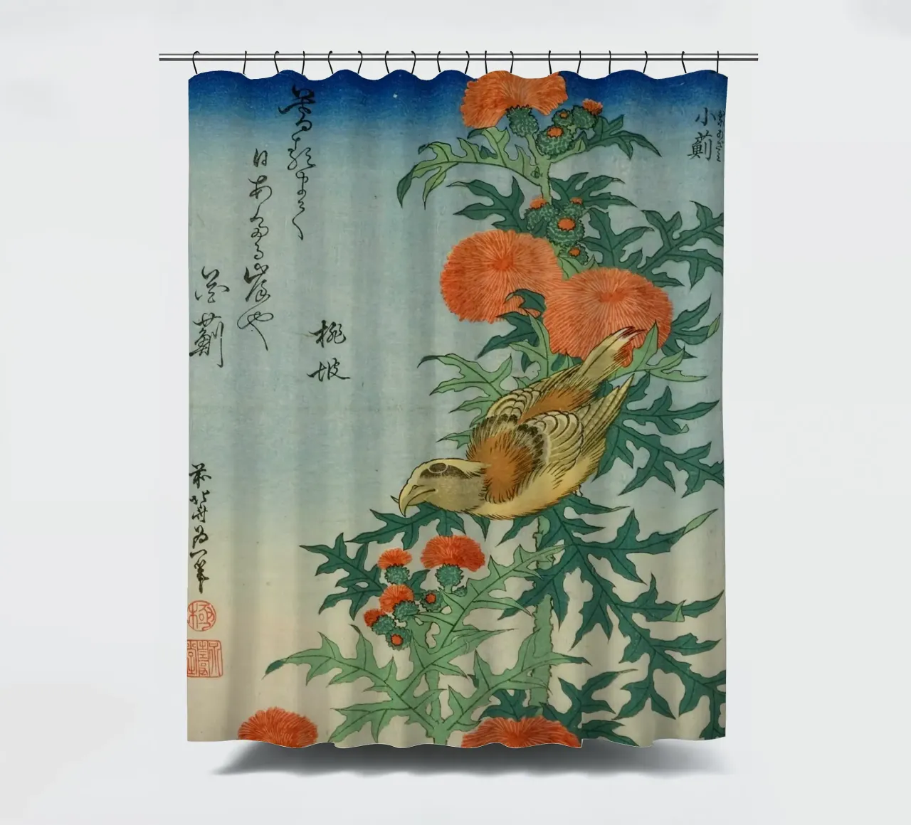 hokusai crocetta e cardo tenda da doccia da khanrosie