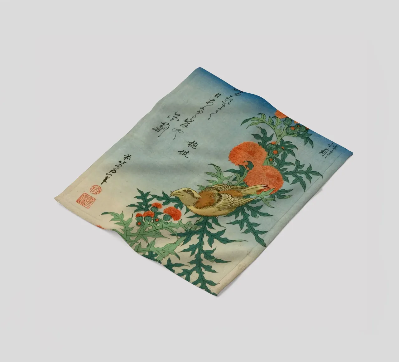 hokusai crocetta e cardo coperta in pile da khanrosie