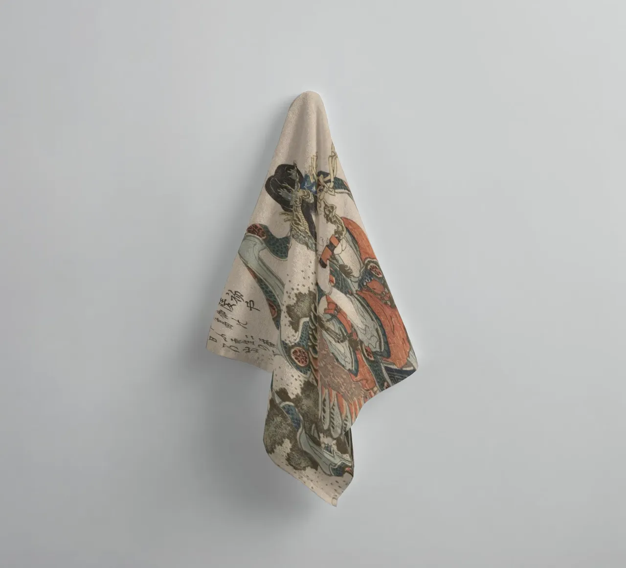 Hokusai Flute Mystical Bird Colour Woodblock towel by khanrosie