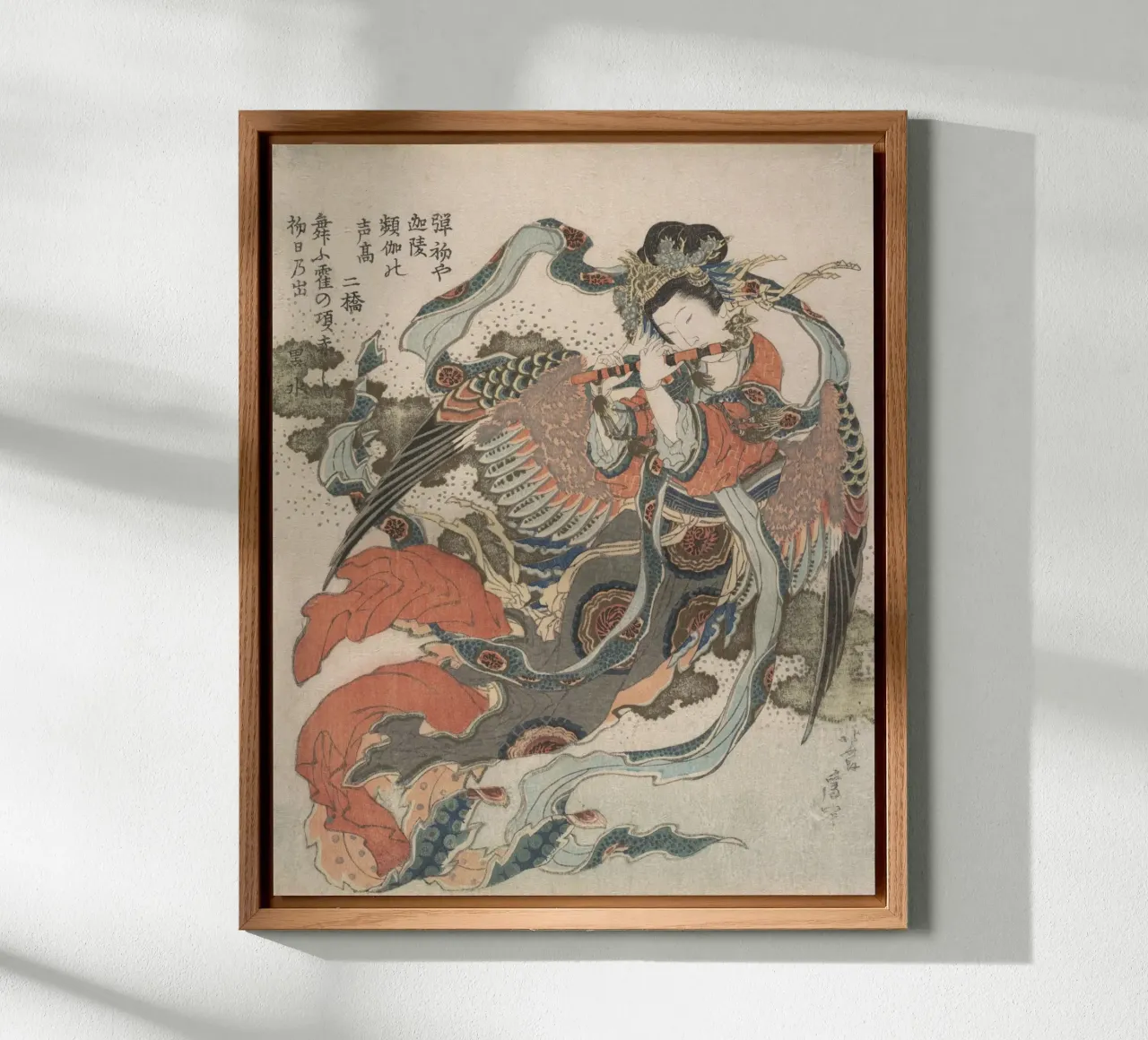 Hokusai Flauto Uccello Mistico Woodblock a colori alluminio dibond da khanrosie