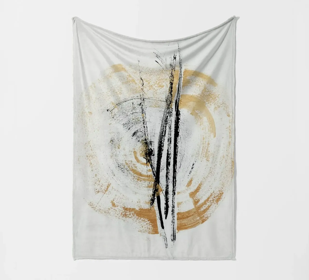 Gold und Schwarz Minimal Abstrakt III Fleecedecke von Ingrid Beddoes